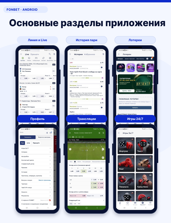 Приложение Фонбет для смартфонов на Android