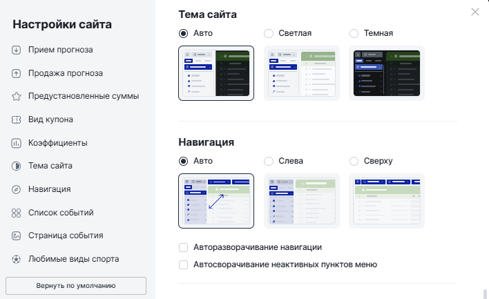 Возможности настройки сайта Фонбет