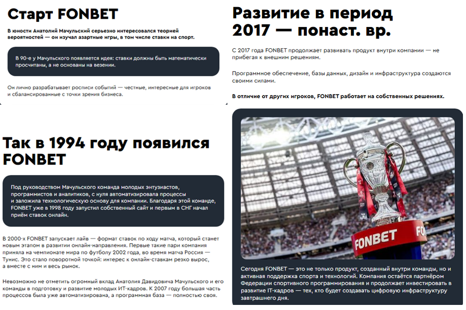 Официальная история FONBET